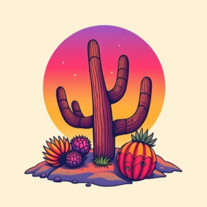 Gradient Color Desert Tattoo