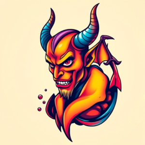 Gradient Color Devil Tattoo