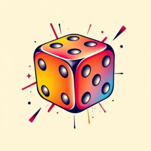 Gradient Color Dice Tattoo