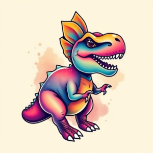 Gradient Color Dinosaur Tattoo