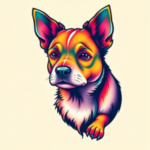 Gradient Color Dog Tattoo