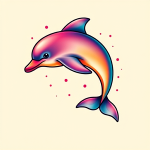 Gradient Color Dolphin Tattoo