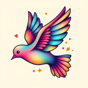 Gradient Color Dove Tattoo