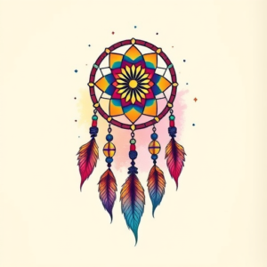 Gradient Color Dreamcatcher Tattoo