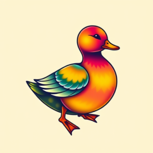 Gradient Color Duck Tattoo