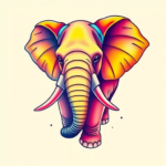 Gradient Color Elephant Tattoo
