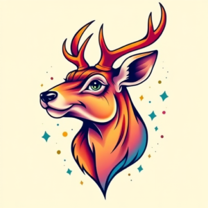 Gradient Color Elk Tattoo