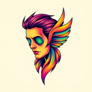 Gradient Color Evangelion Tattoo