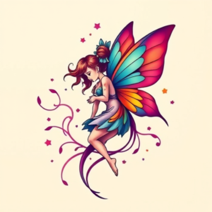 Gradient Color Fairy Tattoo