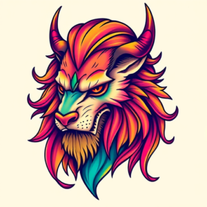 Gradient Color Fenrir Tattoo