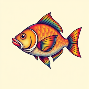 Gradient Color Fish Tattoo