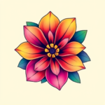 Gradient Color Flower Tattoo