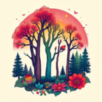 Gradient Color Forest Tattoo