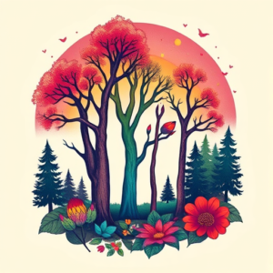 Gradient Color Forest Tattoo