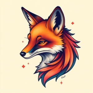 Gradient Color Fox Tattoo