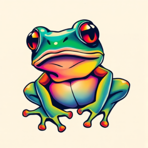 Gradient Color Frog Tattoo