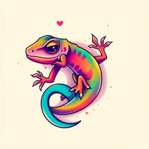 Gradient Color Gecko Tattoo