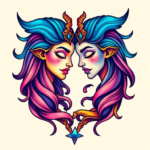 Gradient Color Gemini Tattoo