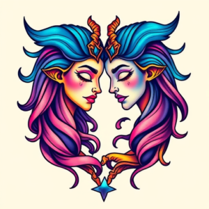 Gradient Color Gemini Tattoo