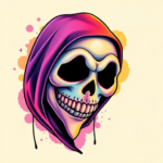 Gradient Color Ghostface Tattoo