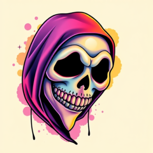 Gradient Color Ghostface Tattoo