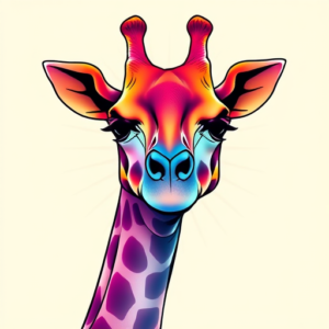 Gradient Color Giraffe Tattoo