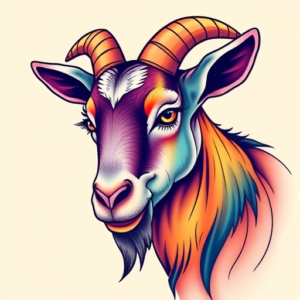 Gradient Color Goat Tattoo