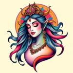 Gradient Color Goddess Tattoo