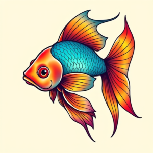Gradient Color Goldfish Tattoo