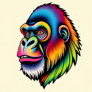 Gradient Color Gorilla Tattoo