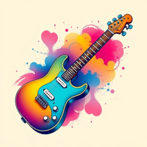 Gradient Color Guitar Tattoo