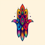 Gradient Color Hamsa Tattoo