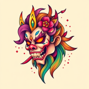 Gradient Color Hannya Tattoo