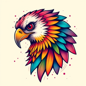 Gradient Color Hawk Tattoo