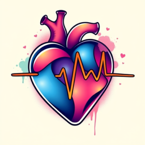 Gradient Color Heartbeat Tattoo