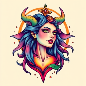 Gradient Color Hecate Tattoo