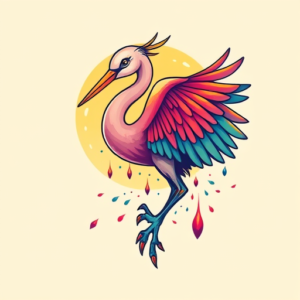 Gradient Color Heron Tattoo