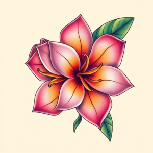 Gradient Color Honeysuckle Tattoo