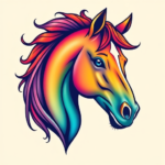 Gradient Color Horse Tattoo