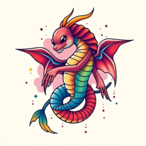 Gradient Color Hydra Tattoo