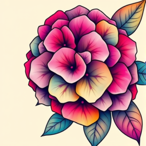 Gradient Color Hydrangea Tattoo