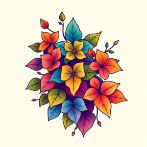 Gradient Color Ivy Tattoo