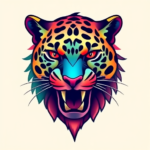 Gradient Color Jaguar Tattoo