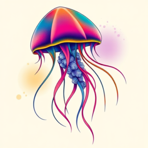 Gradient Color Jellyfish Tattoo