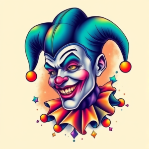 Gradient Color Jester Tattoo