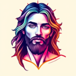 Gradient Color Jesus Tattoo