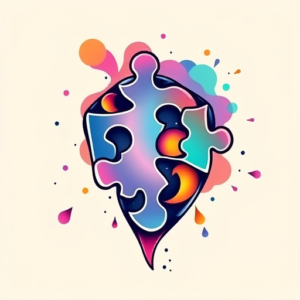Gradient Color Jigsaw Tattoo