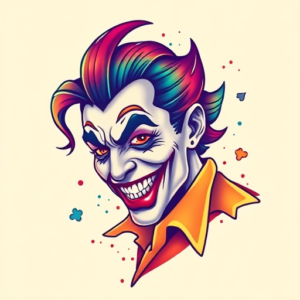 Gradient Color Joker Tattoo