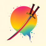 Gradient Color Katana Tattoo
