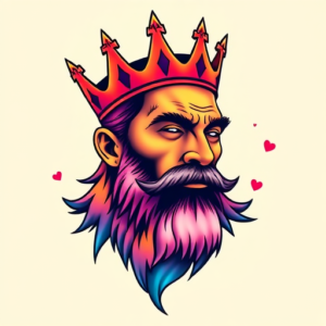 Gradient Color King Tattoo